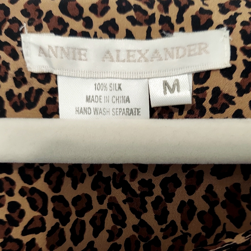 Annie Alexander Animal Print 100% Silk Vintage Blouse - Picture 7 of 7